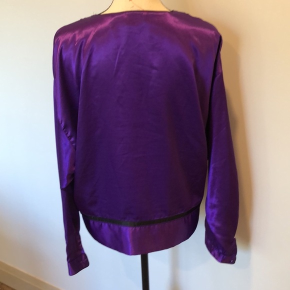 Victoria’s Secret purple with black beaded design long sleeve top pullover M - Picture 5 of 14